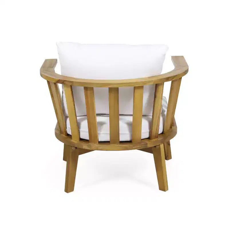 Set da conversazione da esterno Solano 5 pezzi in legno con tavolino rotondo - Bianco/Teak - Christopher Knight Home: Legno di acacia, resistente a raggi UV e acqua