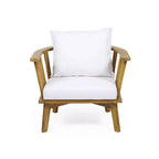 Set da conversazione da esterno Solano 5 pezzi in legno con tavolino rotondo - Bianco/Teak - Christopher Knight Home: Legno di acacia, resistente a raggi UV e acqua