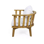 Set da conversazione da esterno Solano 5 pezzi in legno con tavolino rotondo - Bianco/Teak - Christopher Knight Home: Legno di acacia, resistente a raggi UV e acqua