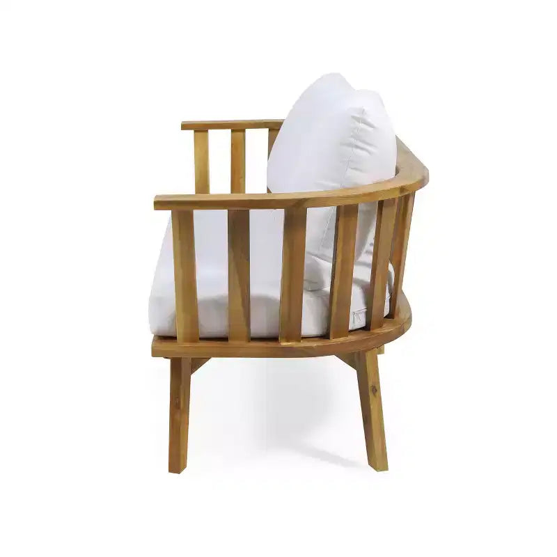 Set da conversazione da esterno Solano 5 pezzi in legno con tavolino rotondo - Bianco/Teak - Christopher Knight Home: Legno di acacia, resistente a raggi UV e acqua