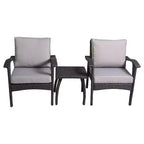 Set da Salotto da Esterno in Vimini 3 pezzi Honolulu con Cuscini - Grigio - Christopher Knight Home