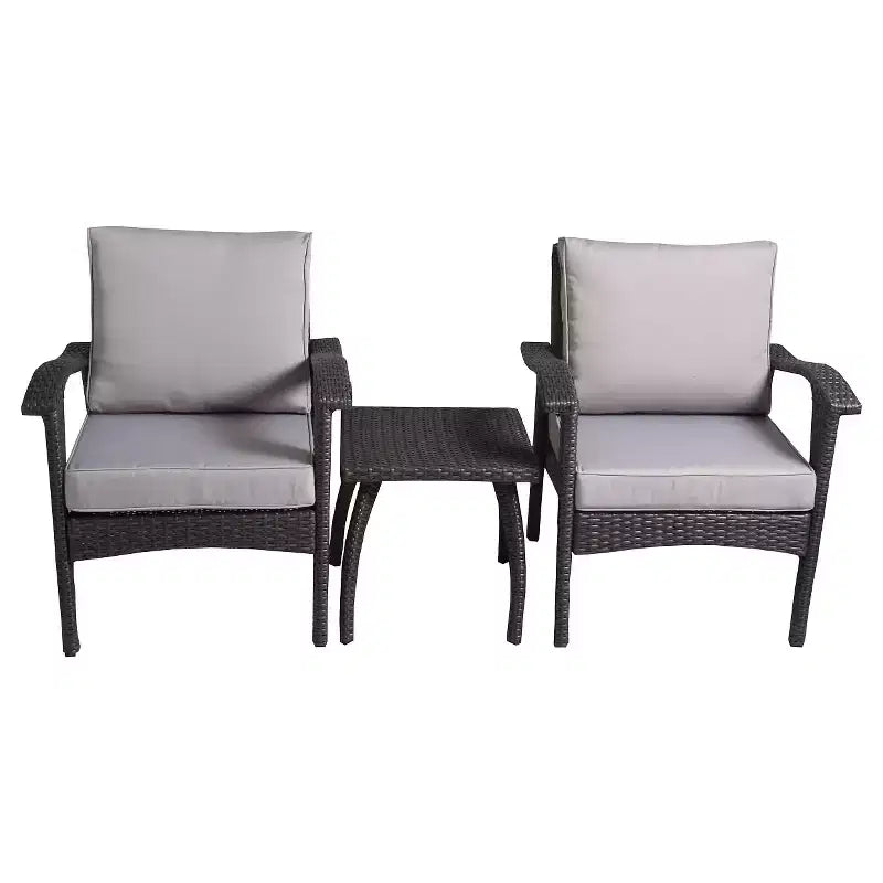 Set da Salotto da Esterno in Vimini 3 pezzi Honolulu con Cuscini - Grigio - Christopher Knight Home