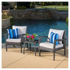 Set da Salotto da Esterno in Vimini 3 pezzi Honolulu con Cuscini - Grigio - Christopher Knight Home
