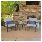 Set da Salotto da Esterno in Vimini 3 pezzi Honolulu con Cuscini - Grigio - Christopher Knight Home