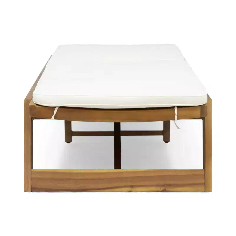 Set di 3 Chaise Longue da Esterno in Legno di Acacia Kyoto con Cuscini - Teak/Crema - Christopher Knight Home: Set da Patio con Tavolino Accent