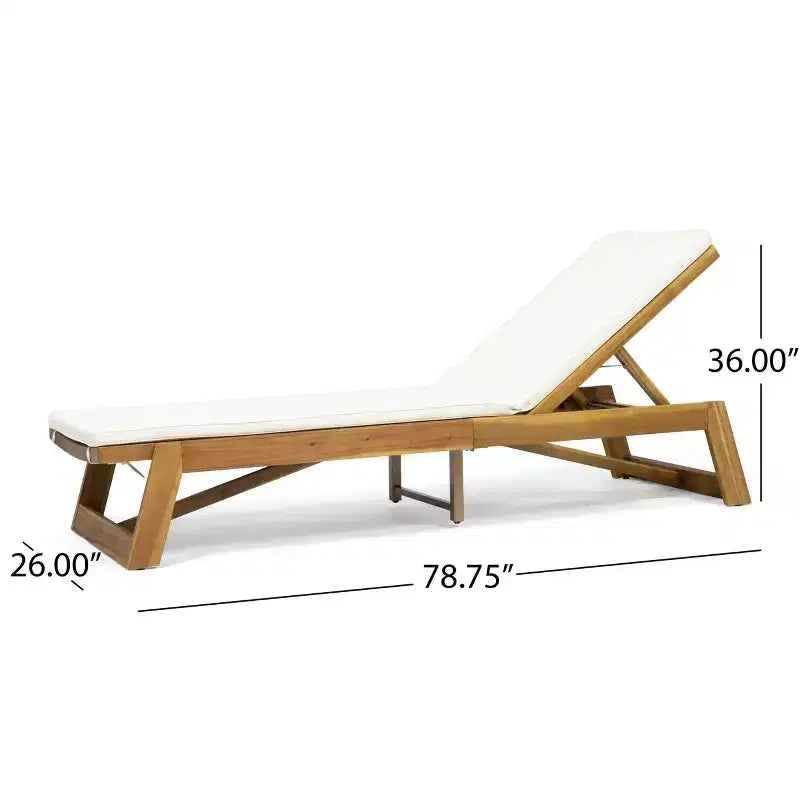 Set di 3 Chaise Longue da Esterno in Legno di Acacia Kyoto con Cuscini - Teak/Crema - Christopher Knight Home: Set da Patio con Tavolino Accent