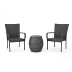 Set da conversazione in vimini Orleans da 3 pezzi: sedie impilabili, resistenti alle intemperie, nessun assemblaggio - Christopher Knight Home