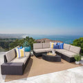 Santa Cruz 8pc Wicker Sectional - Dark Brown - Christopher Knight Home