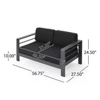 Cape Coral 3pc Aluminum and Rectangular MGO Fire Table Set - Gray - Christopher Knight Home: Outdoor Chat Set with Propane Firepit