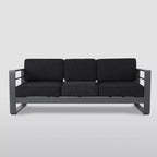 Cape Coral 3pc Metal Patio Sofa Set with Cushions - Gray/Dark Gray - Christopher Knight Home
