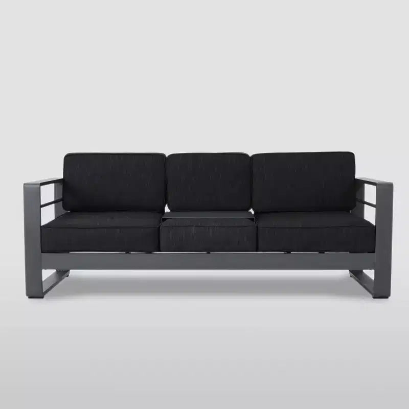 Cape Coral 3pc Metal Patio Sofa Set with Cushions - Gray/Dark Gray - Christopher Knight Home