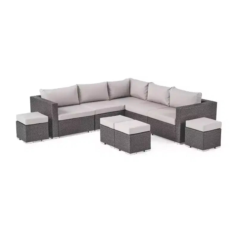 Set Divano Sezionale in Vimini da 9 pezzi Santa Rosa: Struttura in Alluminio e Resistente all'Acqua - Christopher Knight Home