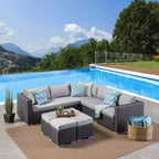 Set Divano Sezionale in Vimini da 9 pezzi Santa Rosa: Struttura in Alluminio e Resistente all'Acqua - Christopher Knight Home
