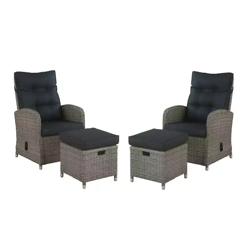 Monaco 4pc Set: Reclining Chairs & Ottomans, Water-Resistant - Alaterre Furniture