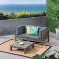 Oana 3pc Acacia Modular Loveseat and Table Set - Gray/Dark Gray - Christopher Knight Home