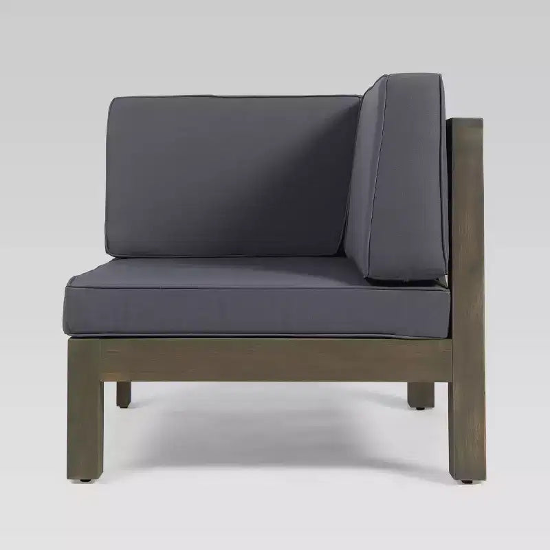 Oana 3pc Acacia Modular Loveseat and Table Set - Gray/Dark Gray - Christopher Knight Home