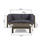Oana 3pc Acacia Modular Loveseat and Table Set - Gray/Dark Gray - Christopher Knight Home