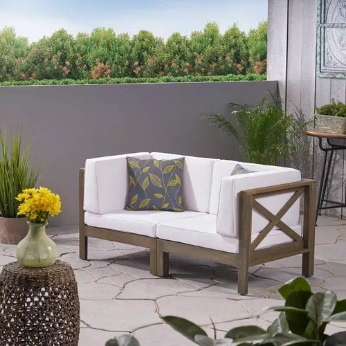 Divanetto modulare 2 pezzi in acacia Brava - Grigio/Bianco - Christopher Knight Home