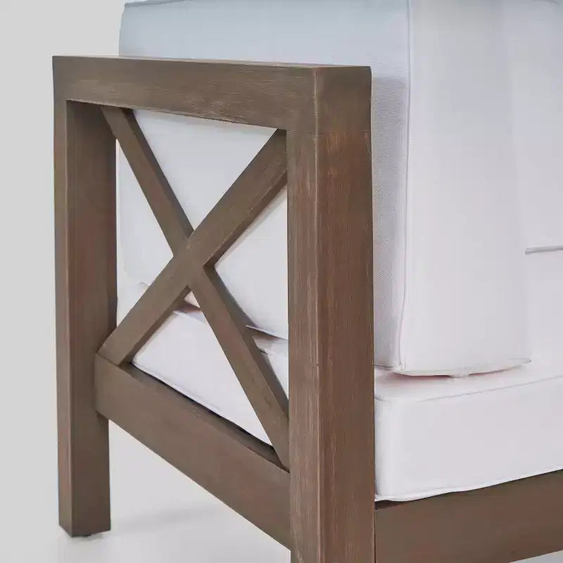 Divanetto modulare 2 pezzi in acacia Brava - Grigio/Bianco - Christopher Knight Home