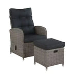Monaco 2pc Wicker Outdoor Recliner & Ottoman - Gray - Alaterre Furniture: All-Weather, Water-Resistant Patio Set
