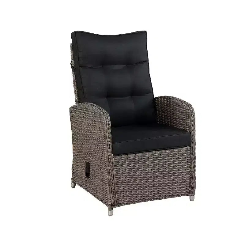 Sedia a Sdraio da Esterno e Poggiapiedi in Vimini Monaco, 2 Pezzi - Grigio - Alaterre Furniture: Set da Patio per Tutte le Stagioni, Resistente all'Acqua