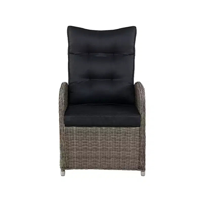 Sedia a Sdraio da Esterno e Poggiapiedi in Vimini Monaco, 2 Pezzi - Grigio - Alaterre Furniture: Set da Patio per Tutte le Stagioni, Resistente all'Acqua
