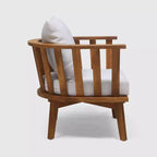 Barton Set 2 Pezzi Sedia Club e Tavolino in Legno di Acacia – Teak/Bianco – Christopher Knight Home: Set Lounge da Esterno con Cuscini