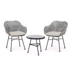 Beulah 3pc Patio Wicker Chat Set: Christopher Knight Home, Rattan Design, Tempered Glass Table