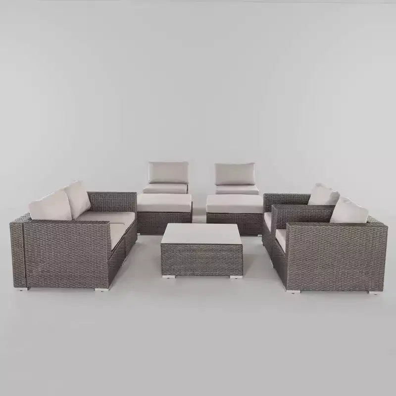 Set divano sezionale da patio in vimini Santa Rosa 9 pezzi - Grigio/Argento - Christopher Knight Home: Design contemporaneo resistente alle intemperie