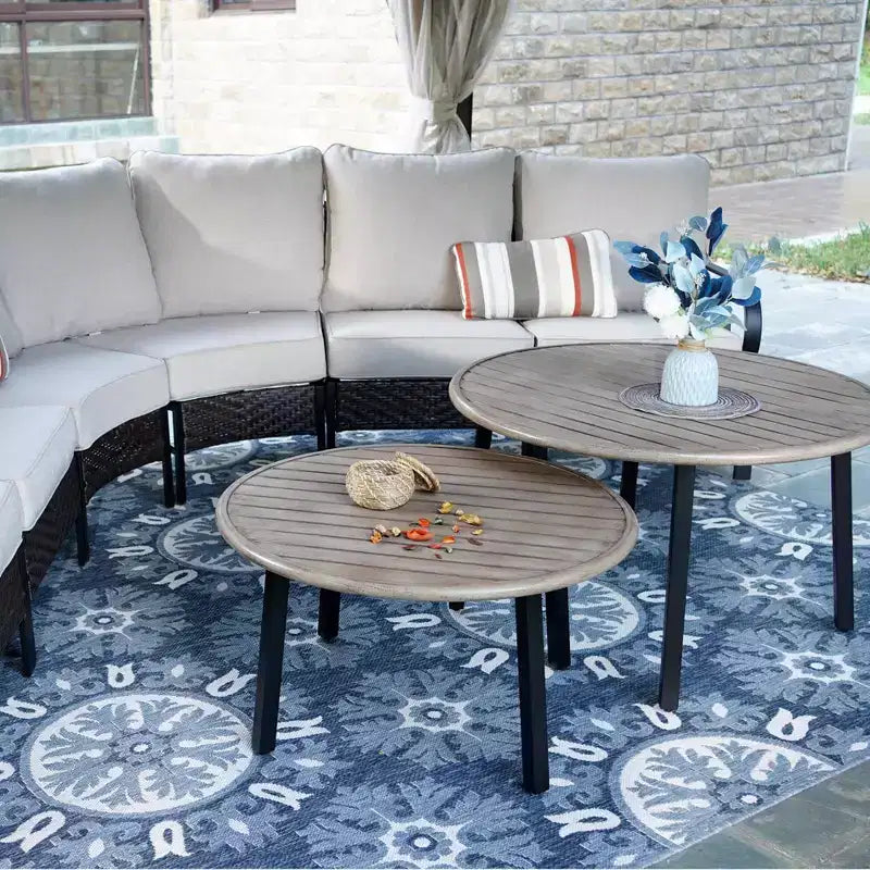 Captiva Designs - Salotto da esterno semicircolare curvo a 8 posti con tavolini da caffè
