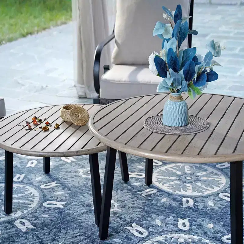 Captiva Designs - Salotto da esterno semicircolare curvo a 8 posti con tavolini da caffè