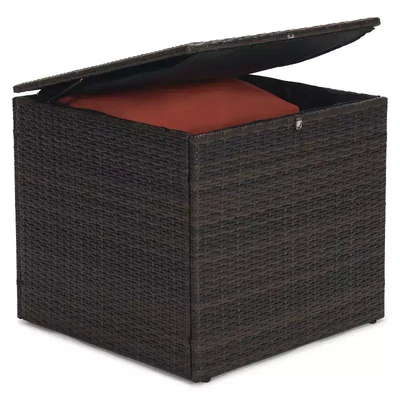 6pc Wicker Outdoor Conversation Set - Orange - EDYO LIVING: Weather-Resistant Rattan Patio Seating, Removable Cushions