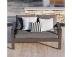 Heynemo 2-Seat Aluminum Outdoor Patio Loveseat Furniture Set With Faux Wooden, Aluminum Sofa Chair Conversation Furniture With Cushions