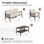 Set di mobili da giardino Heynemo per esterni, set da conversazione da patio in 4 pezzi con tavolino da caffè, set di mobili in metallo per portico, cortile, giardino, grigio