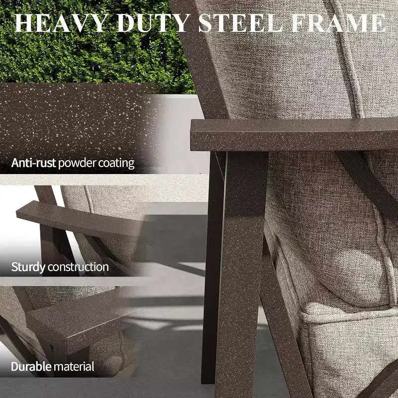 Set di mobili da giardino Heynemo per esterni, set da conversazione da patio in 4 pezzi con tavolino da caffè, set di mobili in metallo per portico, cortile, giardino, grigio