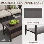 Set di mobili da giardino Heynemo per esterni, set da conversazione da patio in 4 pezzi con tavolino da caffè, set di mobili in metallo per portico, cortile, giardino, grigio