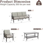 Set di mobili da giardino Heynemo per esterni, set da conversazione da patio in 4 pezzi con tavolino da caffè, set di mobili in metallo per portico, cortile, giardino, grigio
