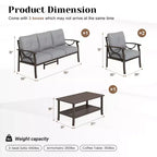 Set di mobili da giardino Heynemo per esterni, set da conversazione da patio in 4 pezzi con tavolino da caffè, set di mobili in metallo per portico, cortile, giardino, grigio