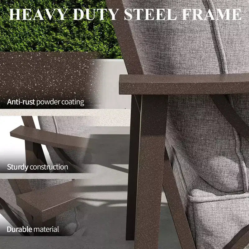 Set di mobili da giardino Heynemo per esterni, set da conversazione da patio in 4 pezzi con tavolino da caffè, set di mobili in metallo per portico, cortile, giardino, grigio