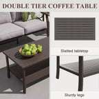 Set di mobili da giardino Heynemo per esterni, set da conversazione da patio in 4 pezzi con tavolino da caffè, set di mobili in metallo per portico, cortile, giardino, grigio