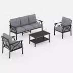 Set di mobili da giardino Heynemo per esterni, set da conversazione da patio in 4 pezzi con tavolino da caffè, set di mobili in metallo per portico, cortile, giardino, grigio
