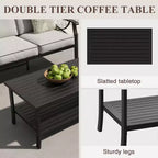 Set di mobili da giardino Heynemo per esterni, set da conversazione da patio in 4 pezzi con tavolino da caffè, set di mobili in metallo per portico, cortile, giardino, grigio