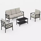 Set di mobili da giardino Heynemo per esterni, set da conversazione da patio in 4 pezzi con tavolino da caffè, set di mobili in metallo per portico, cortile, giardino, grigio