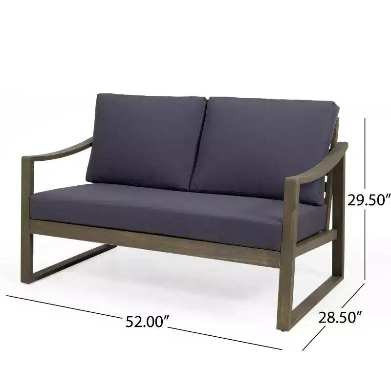 Christopher Knight Home Samwell - Set da salotto da esterno a 4 posti in legno di acacia con cuscini resistenti all'acqua