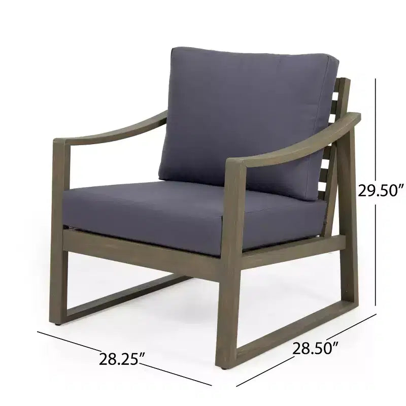 Christopher Knight Home Samwell - Set da salotto da esterno a 4 posti in legno di acacia con cuscini resistenti all'acqua