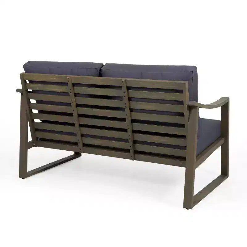 Christopher Knight Home Samwell - Set da salotto da esterno a 4 posti in legno di acacia con cuscini resistenti all'acqua