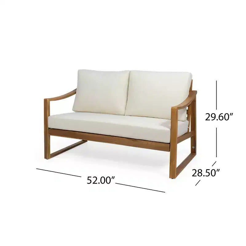 Christopher Knight Home Samwell - Set da salotto da esterno a 4 posti in legno di acacia con cuscini resistenti all'acqua