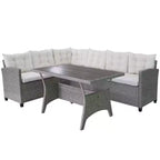 vidaXL 3 Piece Patio Lounge Set with Cushions Poly Rattan Gray - Gray