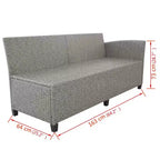 vidaXL 3 Piece Patio Lounge Set with Cushions Poly Rattan Gray - Gray