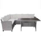 vidaXL 3 Piece Patio Lounge Set with Cushions Poly Rattan Gray - Gray